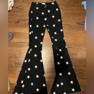 Altard State Black and White Star Printed Flare Jeans size Small